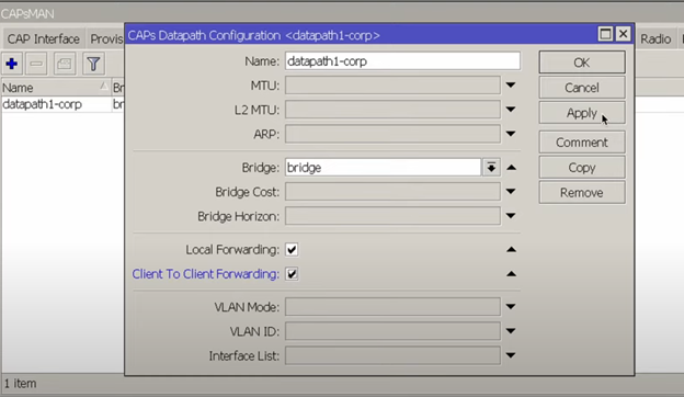 CAPs Datapath Configuration