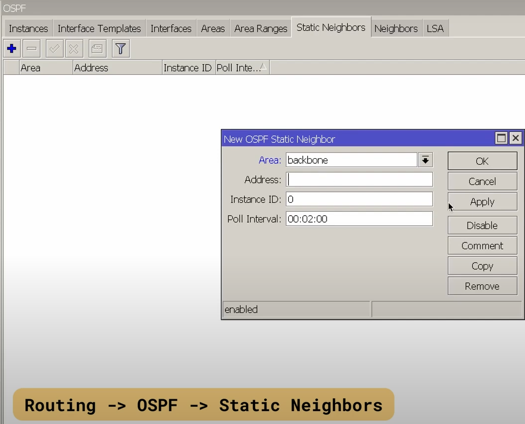 Рисунок 2 - New OSPF Static Neighbors