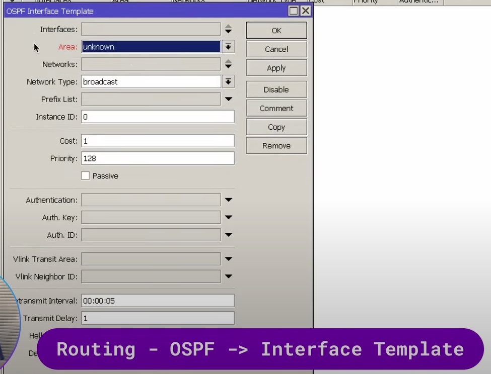 Рисунок 5-OSPF Interface Templates